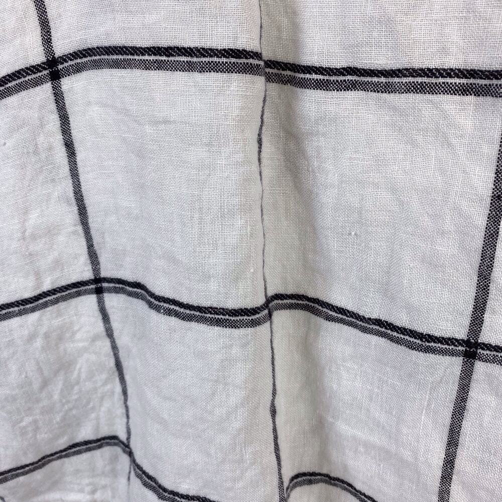 FLAX 100% Linen White Tunic Tank Top Key Hole Button Front Plaid Size Small - Picture 4 of 9
